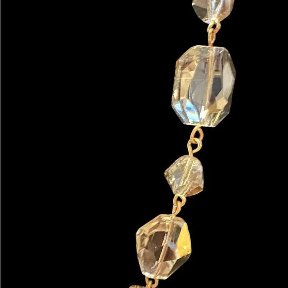 Saks Fifth Avenue Vintage Iridescent Smoky Taupe / Tan Crystal Necklace Goldtone - Picture 9 of 11